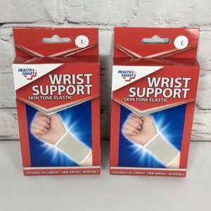 Health Smart Wrist Support Size Large Set Of 2 Skin Tone Elastic Reversible NIP